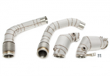 TA Technix Downpipe mit Hitzeschild und Katalysator passend für BMW 5er Serie M5 Typ F90, 8er Serie M8 Typ F91/F92/F93 - Motorcode S63M