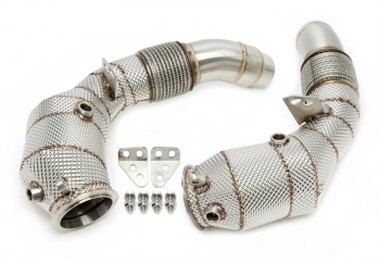 TA Technix Downpipe mit Hitzeschild und Katalysator passend für BMW 5er Serie M5 Typ F10, 6er Serie M6 Typ F12/F13/F06 - Motorcode S63 B44