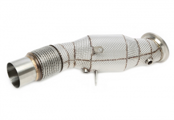 TA Technix downpipe with heat shield and catalytic converter fits for BMW 1 series type F20, F21, 2 series type F22, F23, 3 series type F30, F31, F34 , G20, G21, 4 series type F32, F33, F36, 5 series type G30, G31, X3 type G01, X4 type G02 - B48