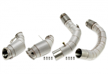 TA Technix Downpipe mit Hitzeschild und Katalysator passend für X5 M Typ F95, X6 M Typ F96 ab BJ 2020-2022 - Motorcode S63