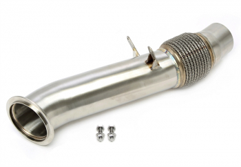 TA Technix Downpipe ohne Katalysator mit Flexrohr passend für BMW 5er Serie Typ F10, F11, F07, 6er Serie Typ F12, F13, F06, 7er Serie Typ F01, F02, X5 mit EWG Typ F15, X6 mit EWG Typ F16,  - Motorcode N55