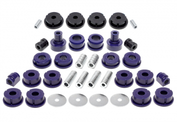 TA Technix PU-bushings kit 38-pieces / front axle+rear axle / front axle with Ø 23mm rod / M3 eccentric / rear axle with Ø 19mm rod / fits BMW 3 series E36 M3