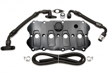 TA Technix Alu gefräster Ventildeckel in schwarz mit KGE Kit passend für Audi / Seat / Skoda / VW der MQB-Plattform (EA113)