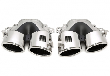 TA Technix Endrohrblende  zum anschrauben "double design" in chrom/glänzend passend für Mercedes Benz A-Klasse (W177) / CLA-Klasse (W118) A45/CLA45
