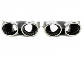 TA Technix Endrohrblende  zum anschrauben "double design" in chrom/glänzend passend für Mercedes Benz A-Klasse (W177) / CLA-Klasse (W118) A45/CLA45