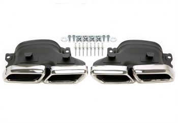 TA Technix Endrohrblende  zum anschrauben "double design" in chrom/glänzend passend für Mercedes Benz C-Klasse (W205) / GLC-Klasse (X/C253)
