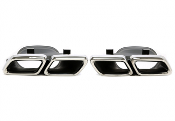 TA Technix Endrohrblende  zum anschrauben "double design" in chrom/glänzend passend für Mercedes Benz C-Klasse (W205) / GLC-Klasse (X/C253)
