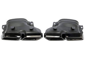 TA Technix Endrohrblende  zum anschrauben "double design" in schwarz/glänzend passend für Mercedes Benz C-Klasse (W205) / GLC-Klasse (X/C253)