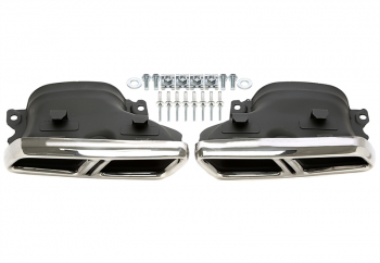 TA Technix Endrohrblende zum anschrauben "double design whole" in chrom/glänzend passend für Mercedes Benz C-Klasse (W205) / GLC-Klasse (X/C253)