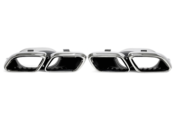 TA Technix Endrohrblende zum anschrauben "double design C63" in chrom/glänzend passend für Mercedes Benz C-Klasse (W205)