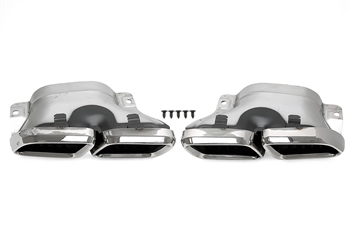 Preview: TA Technix Endrohrblende zum anschrauben "double design C63" in chrom/glänzend passend für Mercedes Benz C-Klasse (W205)