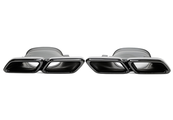 TA Technix Endrohrblende zum anschrauben "double design E63" in schwarz/glänzend passend für Mercedes Benz E-Klasse (W213), GLC-Klasse (X253, C253)