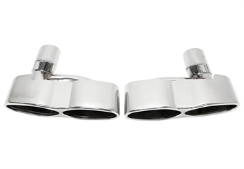 Preview: TA Technix Endrohrblende zum anschrauben "double design oval" in chrom/glänzend passend für Mercedes Benz S-Klasse (W221)