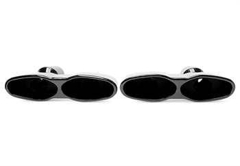 TA Technix Endrohrblende zum anschweissen "double design oval" in schwarz/glänzend passend für Mercedes Benz S-Klasse (W221)