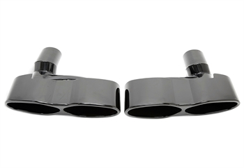 Preview: TA Technix Endrohrblende zum anschweissen "double design oval" in schwarz/glänzend passend für Mercedes Benz S-Klasse (W221)