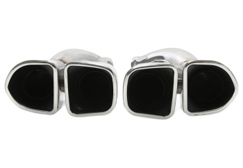 Preview: TA Technix Endrohrblende zum anschrauben "double design viereckig" in chrom/glänzend passend für Porsche Cayenne (958.2)