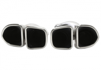 Preview: TA Technix Endrohrblende zum anschrauben "double design gebürstet viereckig" passend für Porsche Cayenne (958.2)