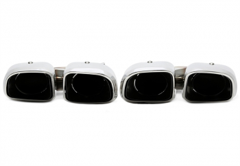 Preview: TA Technix Endrohrblende zum anschrauben "double design viereckig" in chrom/glänzend passend für Porsche Cayenne ohne GTS (958.1)