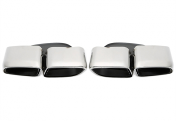 TA Technix Endrohrblende zum anschrauben "double design viereckig" in chrom/glänzend passend für Porsche Panamera - BJ 2016-2018 (971)
