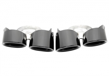 TA Technix screw-on tailpipe cover “double design square” in black/glossy fits for Porsche Panamera year 2014-2016 (970)