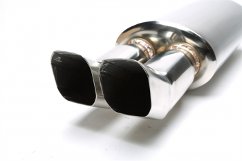 TA Technix Edelstahl Sportendschalldämpfer universal 2 x 75 x 85mm DTM scharf / angeschrägt