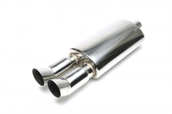 TA Technix stainless steel sport rear silencer universal 2 x 76mm DTM round / sharp