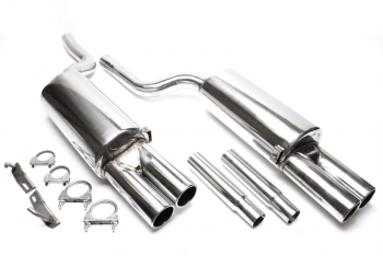 TA Technix Edelstahlanlage 2x76mm rund gebördelt passend für Audi A6 Quattro Limousine, -Avant, Typ 4B