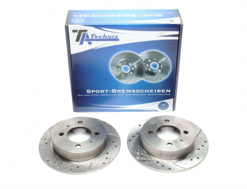 TA Technix sport brake disc set rear axle suitable for Nissan 100NX / Almera I / Almera I Hatchback / Sunny III / Sunny III Hatchback / Sunny III Liftback