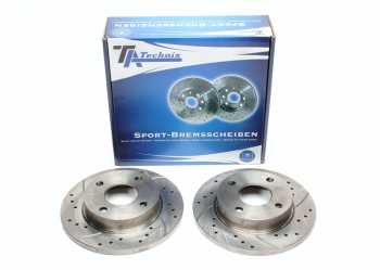 TA Technix sport brake disc set front axle suitable for Ford Fiesta III+IV / Fiesta Kasten / Courier Kasten / Ka / Mazda 121 III
