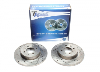 TA Technix sport brake disc set front axle suitable for MG ZR series / Rover Streetwise / 25 / 200 / 400 Hatchback / 400