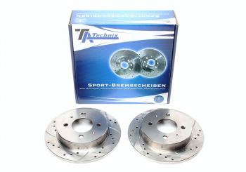 TA Technix Sport Brake Disc Set Rear Axle suitable for Mitsubishi Carisma / Carisma Notchback / Colt IV / Lancer V / Lancer V Station Wagon