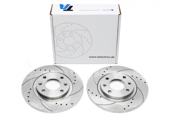 TA Technix sport brake disc set front axle suitable for Citroën Berlingo / Berlingo box / C-Elysee / C2 / C3I / C4 Cactus / Peugeot 301 / Partner Combispace / Partner box