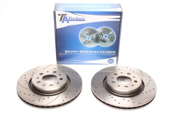 TA Technix sport brake disc set front axle suitable for Volvo C70 I Coupe/ C70 I Cabriolet/ S70 Type LS/ V70 I Type LV/ XC70 Cross Country