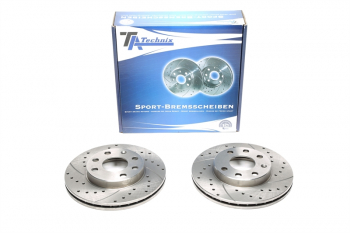 TA Technix sport brake disc set rear axle suitable for Chevrolet Aveo / Kalos / Lanos / Nexia / Racer / Ascona C / Astra F / Corsa Combo / Corsa A +B / Kadett D +E / Kadett E Kasten / Vectra A