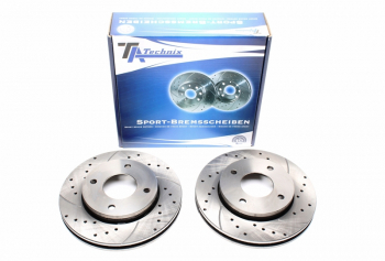 TA Technix sport brake disc set front axle suitable for Mitsubishi Colt VI / Colt CZC Cabriolet / Smart Forfour