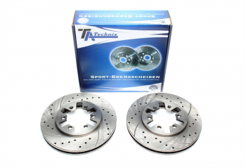 TA Technix sport brake disc set front axle suitable for Nissan Pick up III / Pickup/NP300 Pickup III / Urvan Kasten / / Urvan Bus