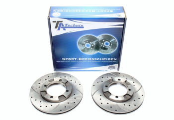 TA Technix sport brake disc set front axle fits Mitsubishi Colt III / Lancer III SW / Lancer IV / Lancer IV notchback