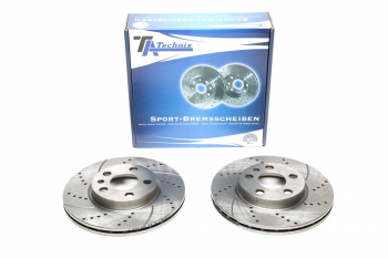 TA Technix sport brake disc set front axle suitable for Citroën Evasion / Jumpy / Jumpy box / Fiat Scudo Combinato / Scudo box / Ulysse / Peugeot 806 / Expert / Expert box