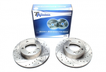 TA Technix Sport brake disc set front axle suitable for Nissan Interstar bus/box/flatbed / Opel Movano Combi/box/flatbed/tipper / Renault Master II bus/box/flatbed