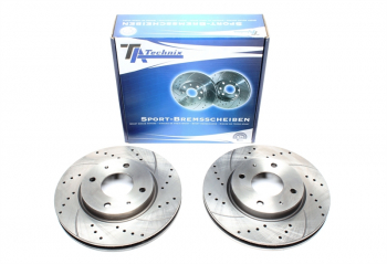 TA Technix sport brake disc set front axle fits Mitsubishi Galant VI / Galant VI SW / Lancer Notchback / Lancer Estate