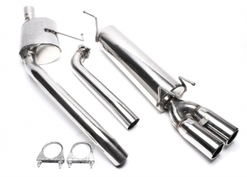 TA Technix Edelstahlanlage 2x76mm rund/gebördelt passend für Opel Omega B / 4-Zylinder Caravan