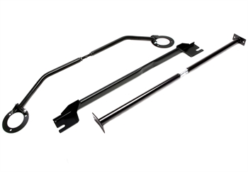 TA Technix steel dome strut kit, black fits Audi A3 8P, Seat Leon 1P, Skoda Octavia 1Z, VW Golf 5+6 1K, Scirocco Typ13