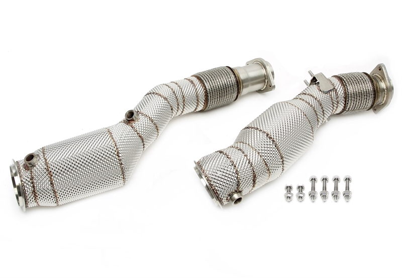 TA Technix downpipe with heat shield and catalytic converter fits for BMW X3 Series M models F97, X4 Series M models F98 - engine code S58