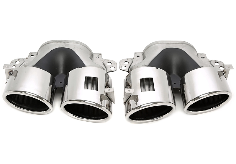 TA Technix Endrohrblende  zum anschrauben "double design" in chrom/glänzend passend für Mercedes Benz A-Klasse (W177) / CLA-Klasse (W118) A45/CLA45