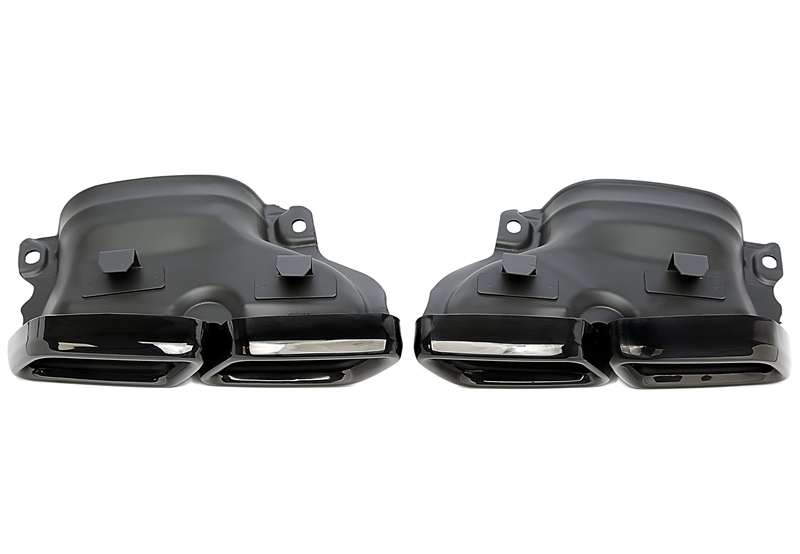 TA Technix Endrohrblende  zum anschrauben "double design" in schwarz/glänzend passend für Mercedes Benz C-Klasse (W205) / GLC-Klasse (X/C253)