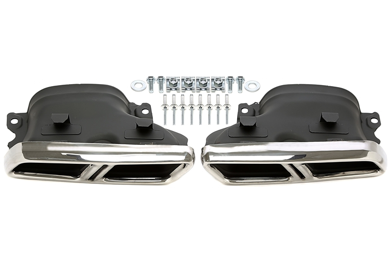 TA Technix Endrohrblende zum anschrauben "double design whole" in chrom/glänzend passend für Mercedes Benz C-Klasse (W205) / GLC-Klasse (X/C253)