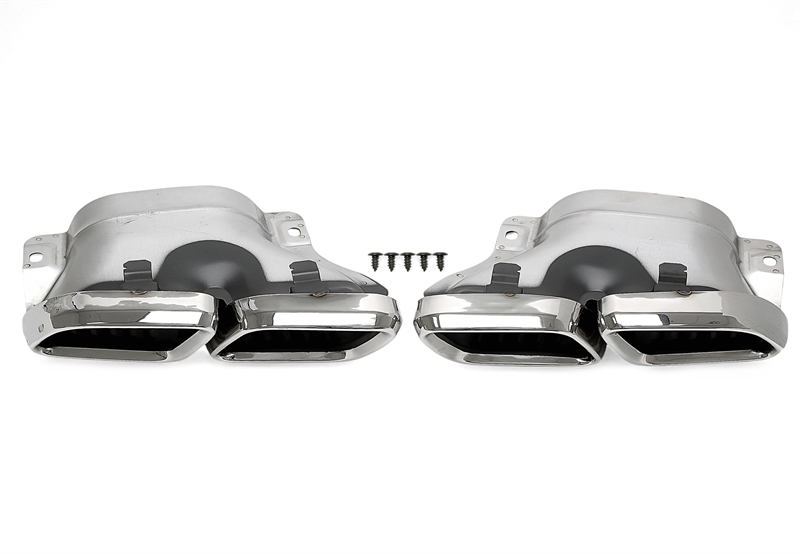 TA Technix Endrohrblende zum anschrauben "double design C63" in chrom/glänzend passend für Mercedes Benz C-Klasse (W205)