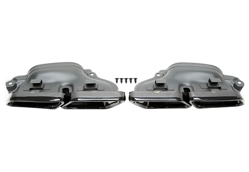 TA Technix Endrohrblende zum anschrauben "double design-1" in schwarz/glänzend passend für Mercedes Benz E-Klasse (W212) / S-Klasse (W222)