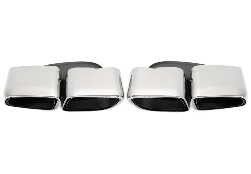 TA Technix Endrohrblende zum anschrauben "double design viereckig" in chrom/glänzend passend für Porsche Panamera - BJ 2016-2018 (971)