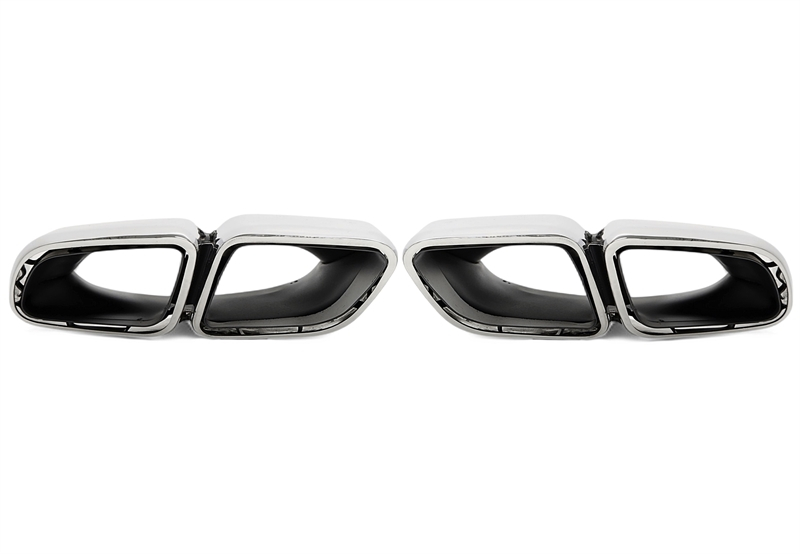 TA Technix Endrohrblende zum anschrauben "double design viereckig" in chrom/glänzend passend für Porsche Panamera - BJ 2016-2018 (971)